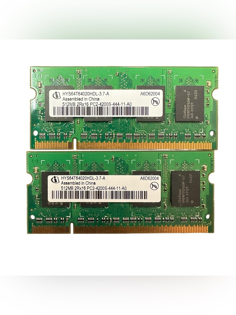 1GB DDR2 Laptop RAM — 2x 512MB Infineon